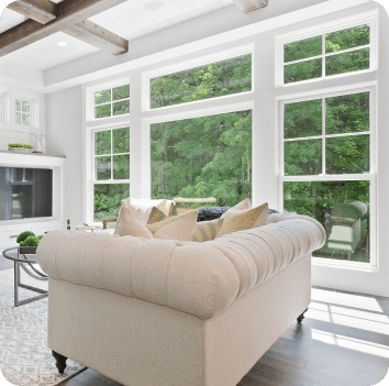 image of the interior of a home displaying a large picture window