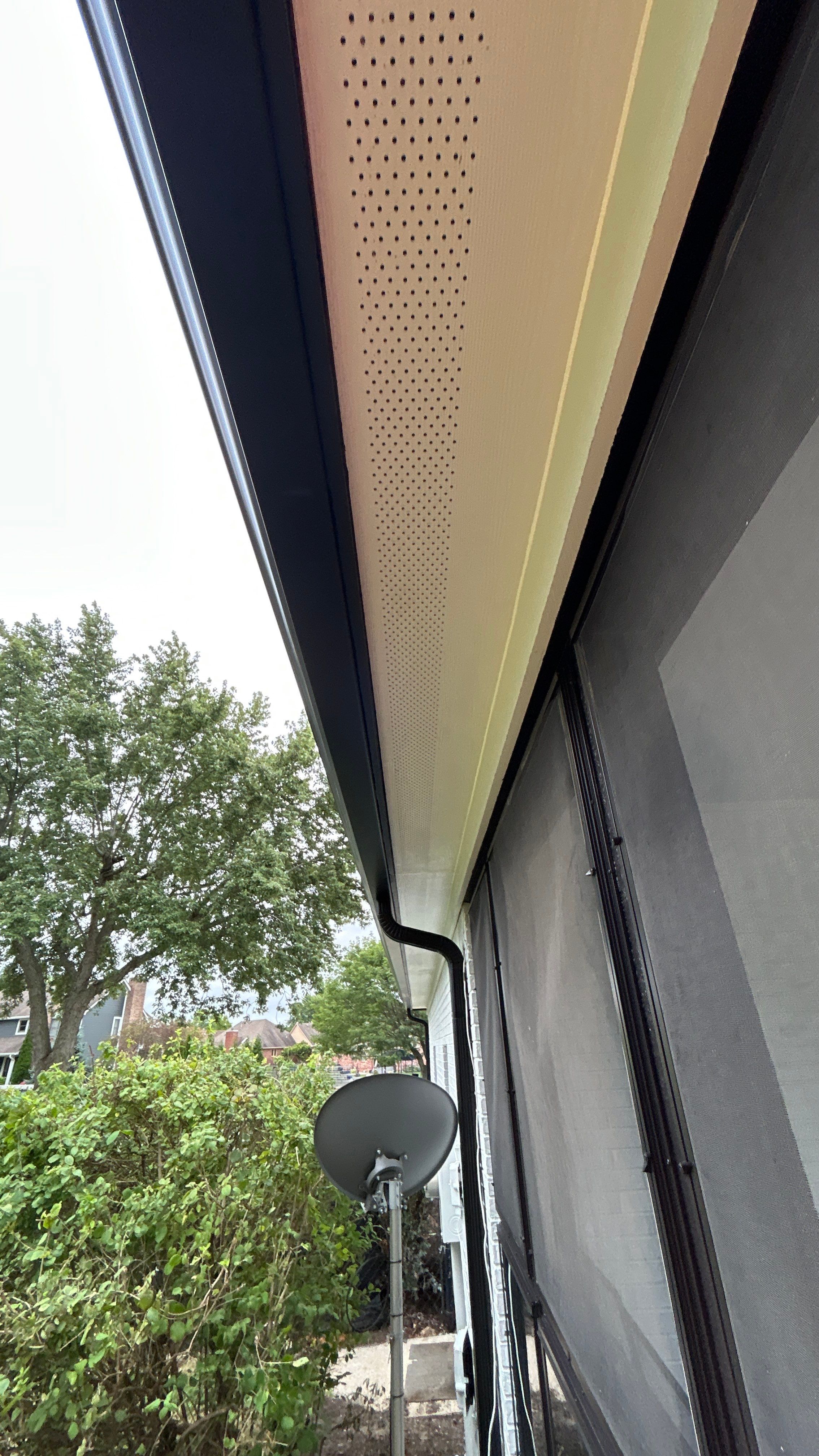 Aluminum seamless gutters installed to match the fascia