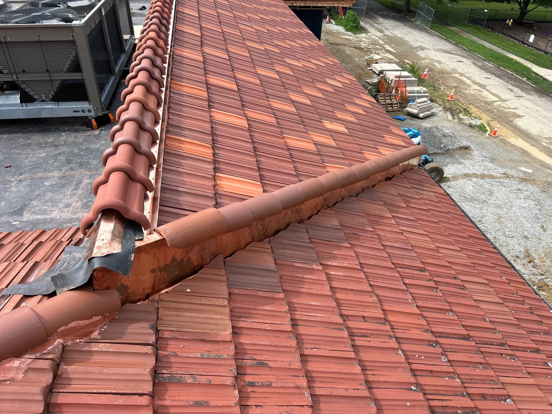 Ridge tiles set and sealed with premium mortar